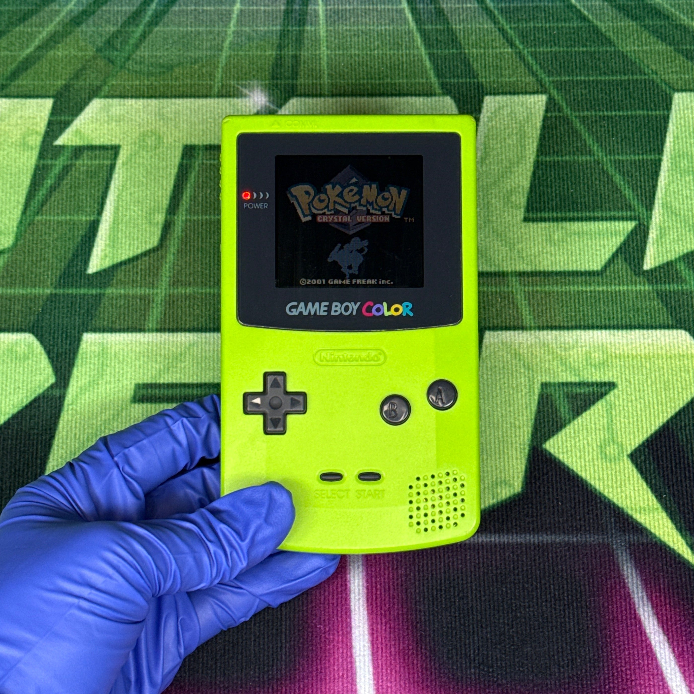 Nintendo GameBoy Color – Kiwi Green w/ Pokémon Crystal – Tested & Working (RARE!)