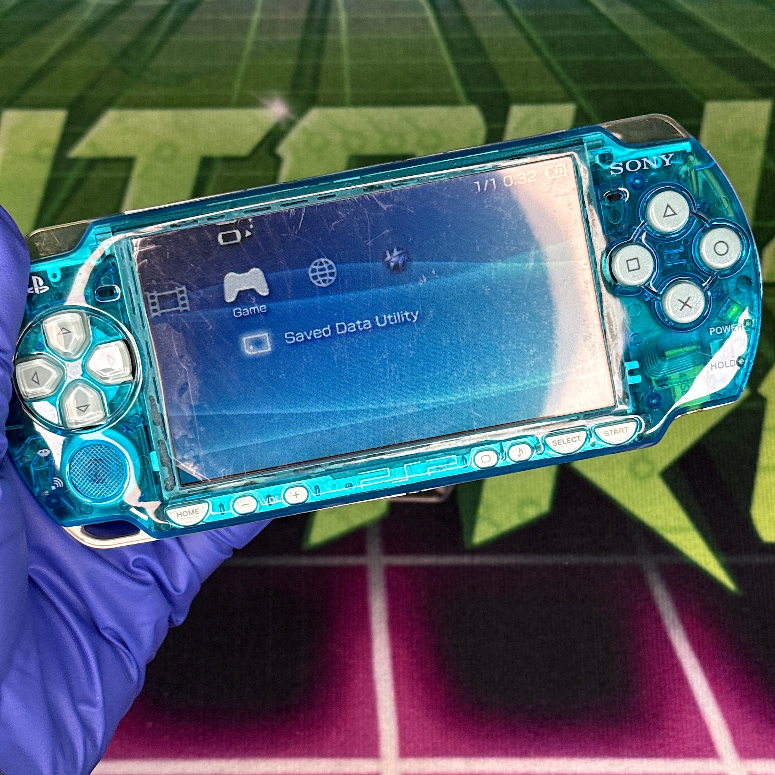 PSP 2000 Handheld Console – Clear Blue w/ Blue Buttons (Refurbished)