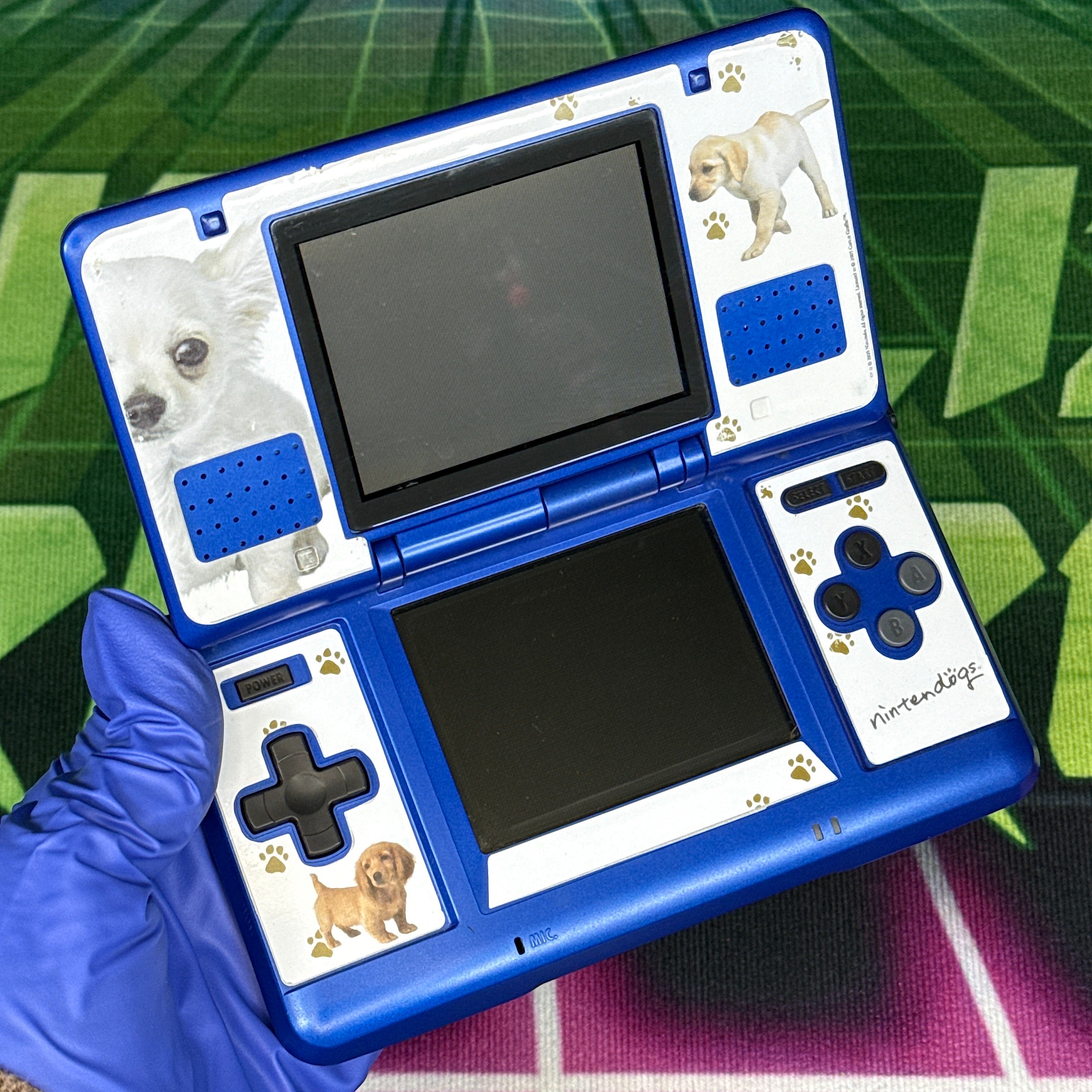 Nintendo DS Handheld Console  - Cobalt Blue w/ Nintendogs Decal