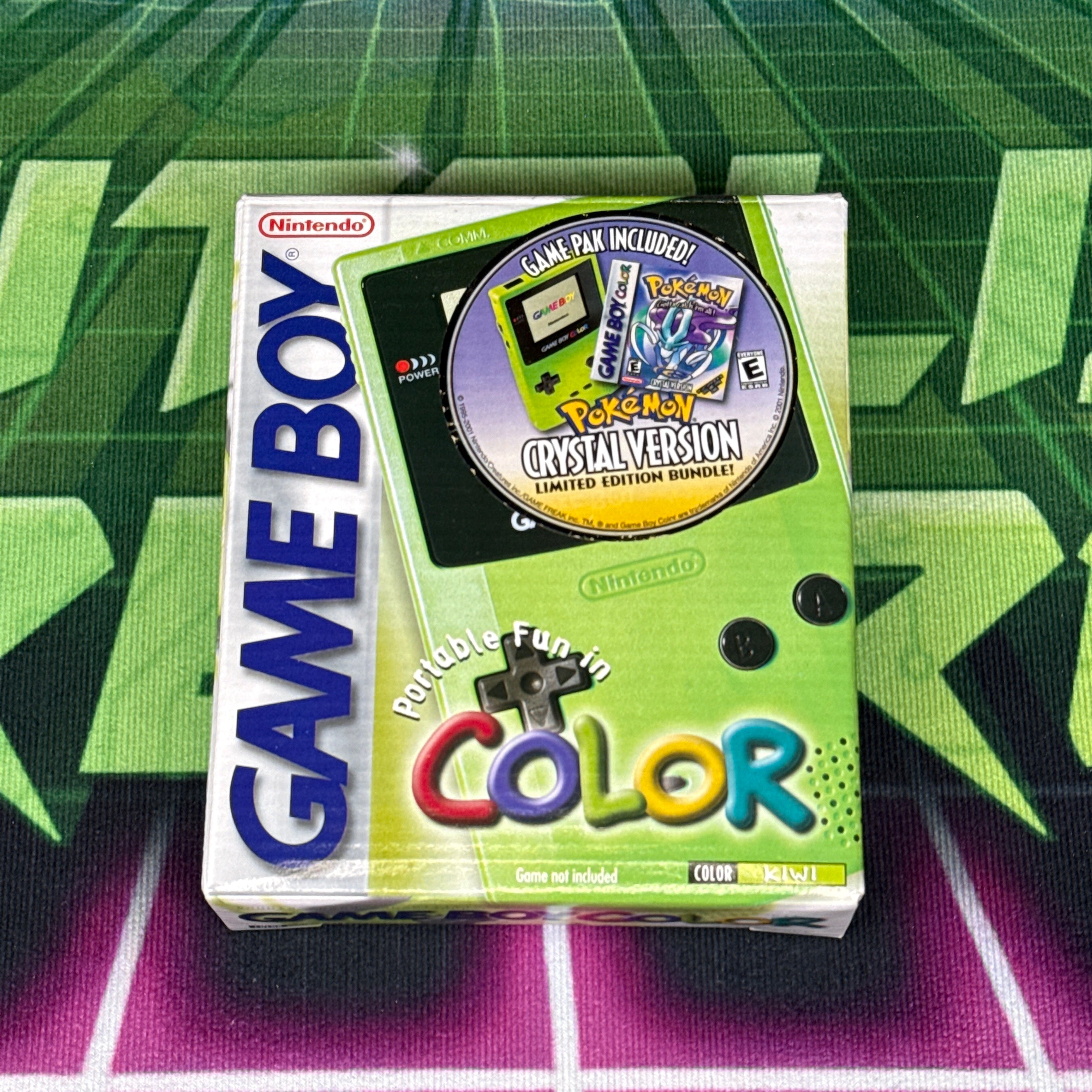 Nintendo GameBoy Color – Kiwi Green w/ Pokémon Crystal – Tested & Working (RARE!)