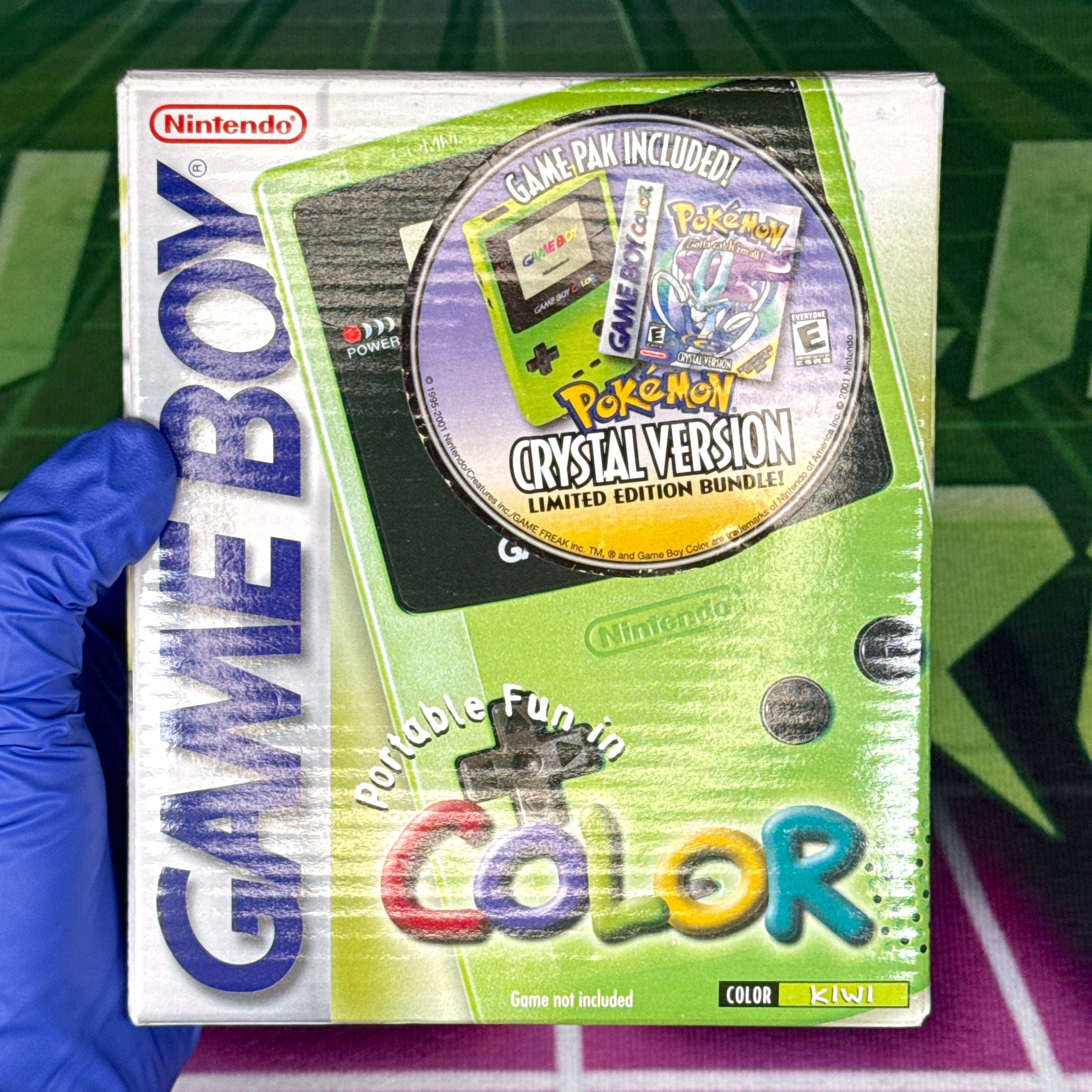 Nintendo GameBoy Color – Kiwi Green w/ Pokémon Crystal – Tested & Working (RARE!)