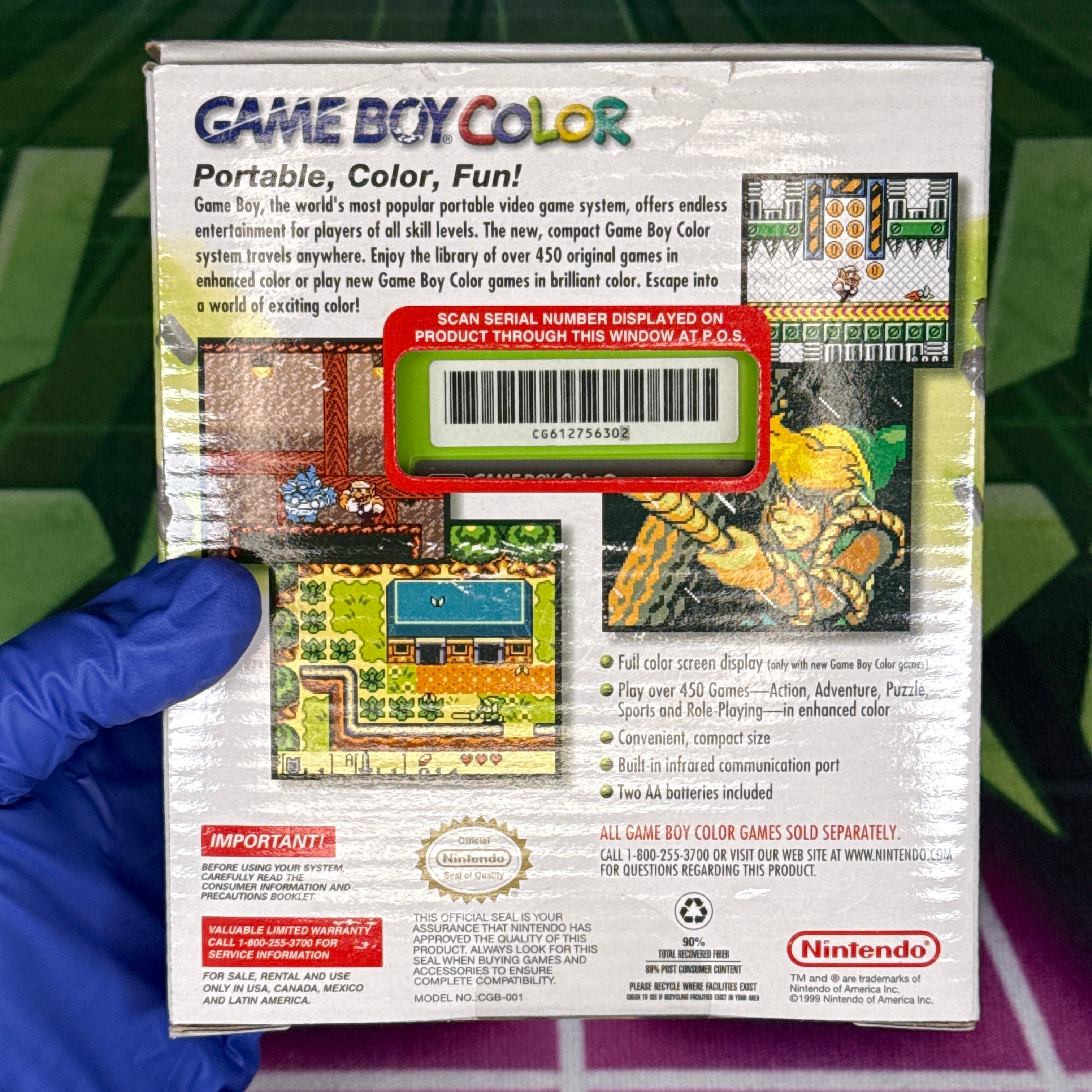 Nintendo GameBoy Color – Kiwi Green w/ Pokémon Crystal – Tested & Working (RARE!)